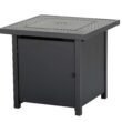 28 in. Outdoor Propane Fire Pit Slat Tabletop with Glass Stone