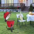 Winado 13in Round Ceramic Charcoal Grill for Outdoor Barbecue, Camping, BBQ Coal Grill Red