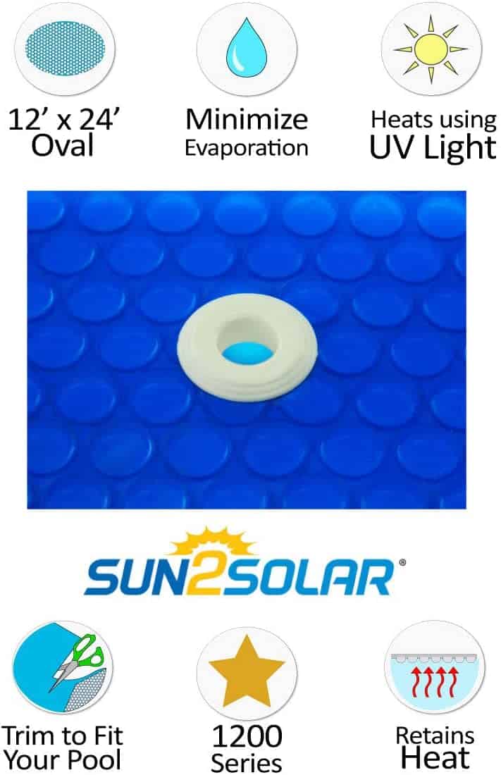 Sun2Solar Blue 12' x 24' Oval Solar Pool Cover - 1200 Series with Grommets Sun2Solar Blue 12' x 24' Oval Solar Pool Cover - 1200 Series with Grommets - Image 2