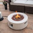 COSIEST Outdoor 28-inch Round Propane Fire Pit Table, 40,000 BTU Concrete Fire Pit