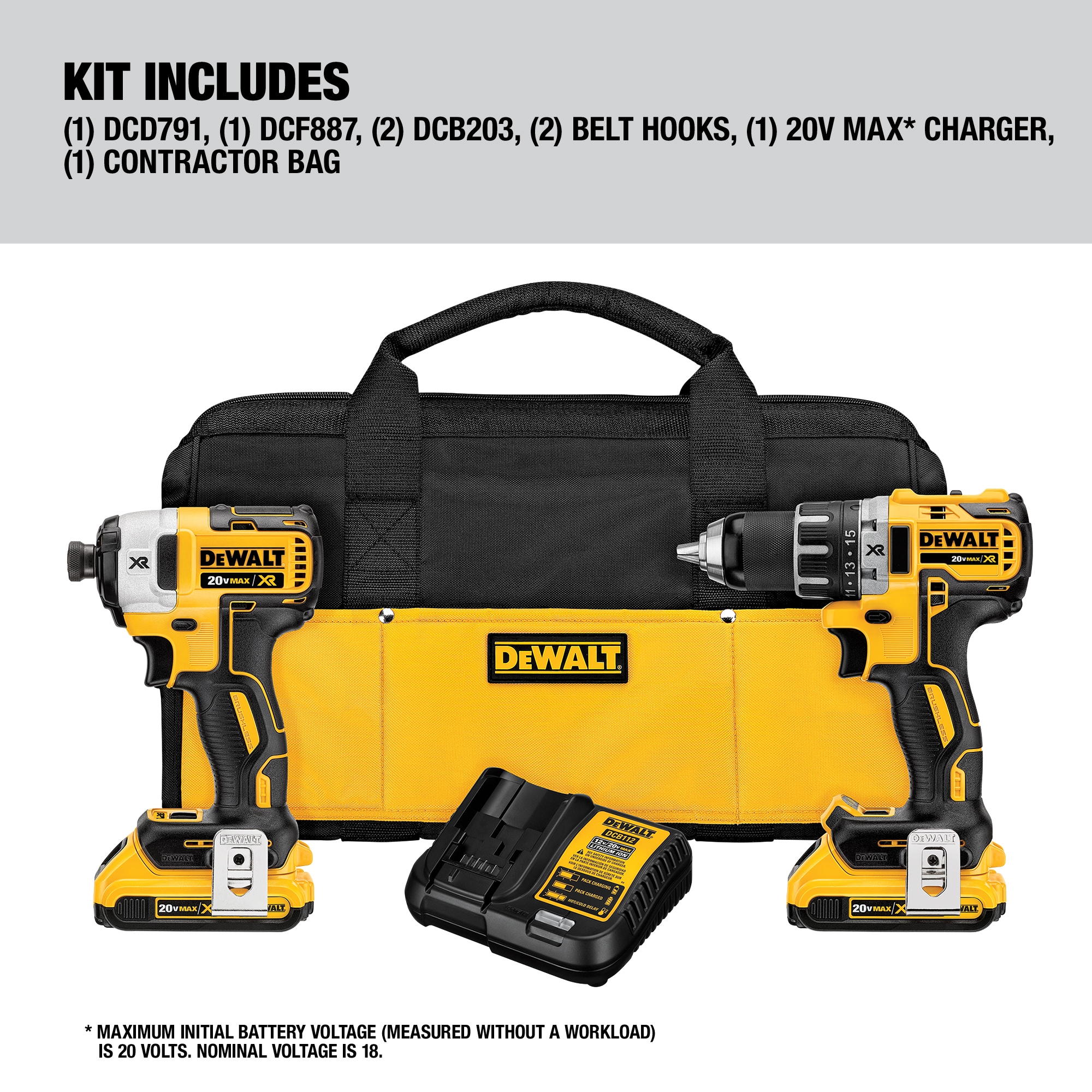 DEWALT XR 2-Tool 20-Volt Max Brushless Power Tool Combo Kit with Soft Case (2-Batteries and charger Included) DEWALT XR 2-Tool 20-Volt Max Brushless Power Tool Combo Kit with Soft Case (2-Batteries and charger Included) - Image 6