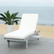 Safavieh Newport Ash Gray Wood Frame Stationary Chaise Lounge Chair(s) with Off-white Cushioned Seat