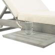 Safavieh Newport Ash Gray Wood Frame Stationary Chaise Lounge Chair(s) with Off-white Cushioned Seat