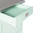 Linon Green Wood Base with Stainless Steel Metal Top Rolling Kitchen Cart (22-in x 18-in x 36-in)