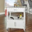 Linon White Wood Base with Granite Top Rolling Kitchen Cart (18-in x 33-in x 36-in)