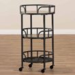 Baxton Studio Black Metal Base with Composite Wood Top Rolling Kitchen Cart (17.72-in x 29.53-in)