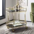Safavieh Gold Metal Base with Glass Top Rolling Kitchen Cart (29.6-in x 16.5-in x 29.8-in)