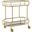 Safavieh Gold Metal Base with Glass Top Rolling Kitchen Cart (29.6-in x 16.5-in x 29.8-in)