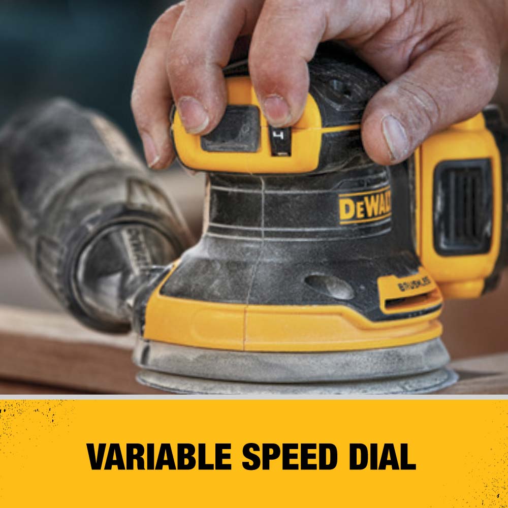 DEWALT 20-Volt-Amp Brushless Cordless Variable Speed Random Orbital Sander with Dust Management (Battery Included) DEWALT 20-Volt-Amp Brushless Cordless Variable Speed Random Orbital Sander with Dust Management (Battery Included) - Image 3