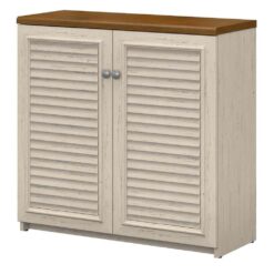 Bush Furniture Fairview 31.73-in W x 30.71-in H Wood Composite Antique White/Tea Maple Freestanding Utility Storage Cabinet