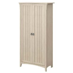 Bush Furniture Salinas 31.5-in W x 62.95-in H Wood Composite Antique White Freestanding Utility Storage Cabinet