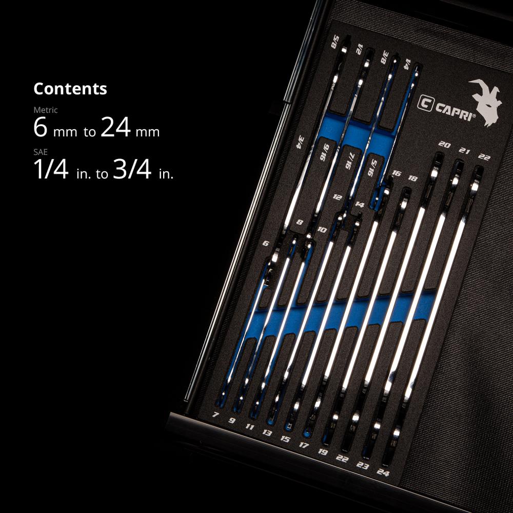 Capri Tools 14-Piece Set 6-point Standard (SAE) and Metric Combination Standard Open End Wrench Capri Tools 14-Piece Set 6-point Standard (SAE) and Metric Combination Standard Open End Wrench - Image 3