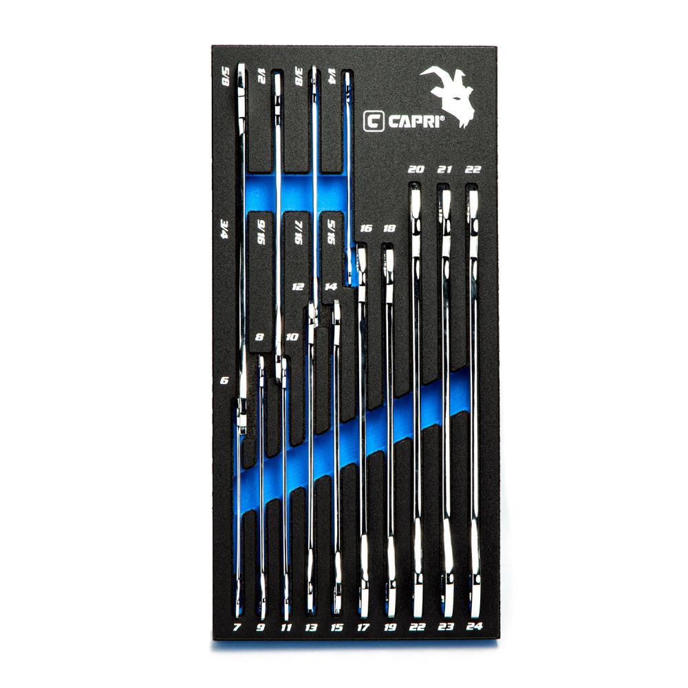 Capri Tools 14-Piece Set 6-point Standard (SAE) and Metric Combination Standard Open End Wrench Capri Tools 14-Piece Set 6-point Standard (SAE) and Metric Combination Standard Open End Wrench