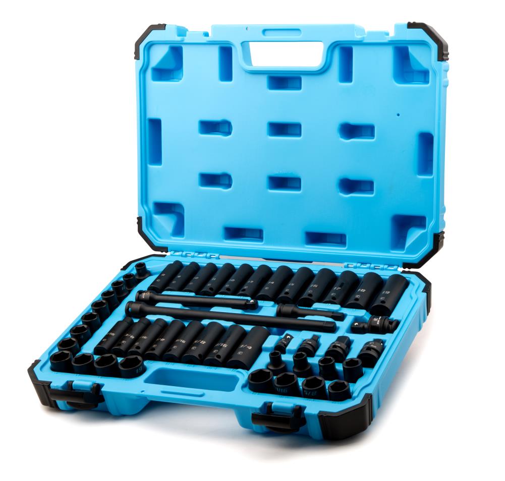 Capri Tools 48-Piece Standard (SAE) and Metric Combination 3/8-in Drive Set 6-Point Impact Socket Set Capri Tools 48-Piece Standard (SAE) and Metric Combination 3/8-in Drive Set 6-Point Impact Socket Set
