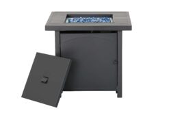 28 in. Outdoor Propane Fire Pit Slat Tabletop with Glass Stone