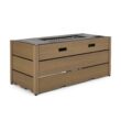 Noble House Camak Wood Resin Outdoor 55" Rectangular Fire Pit - 40,000 BTU, Brown