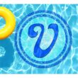 Slick Woody's 5' Monogram Tilted Letter V Vinyl Underwater Pool Tattoo in Blue