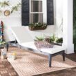 Safavieh Del Mar Dark Slate Gray Wood Frame Stationary Chaise Lounge Chair(s) with Off-white Cushioned Seat