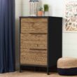 Benzara 17.32-in W x 29.53-in H Wood Composite Black and Brown Freestanding Utility Storage Cabinet