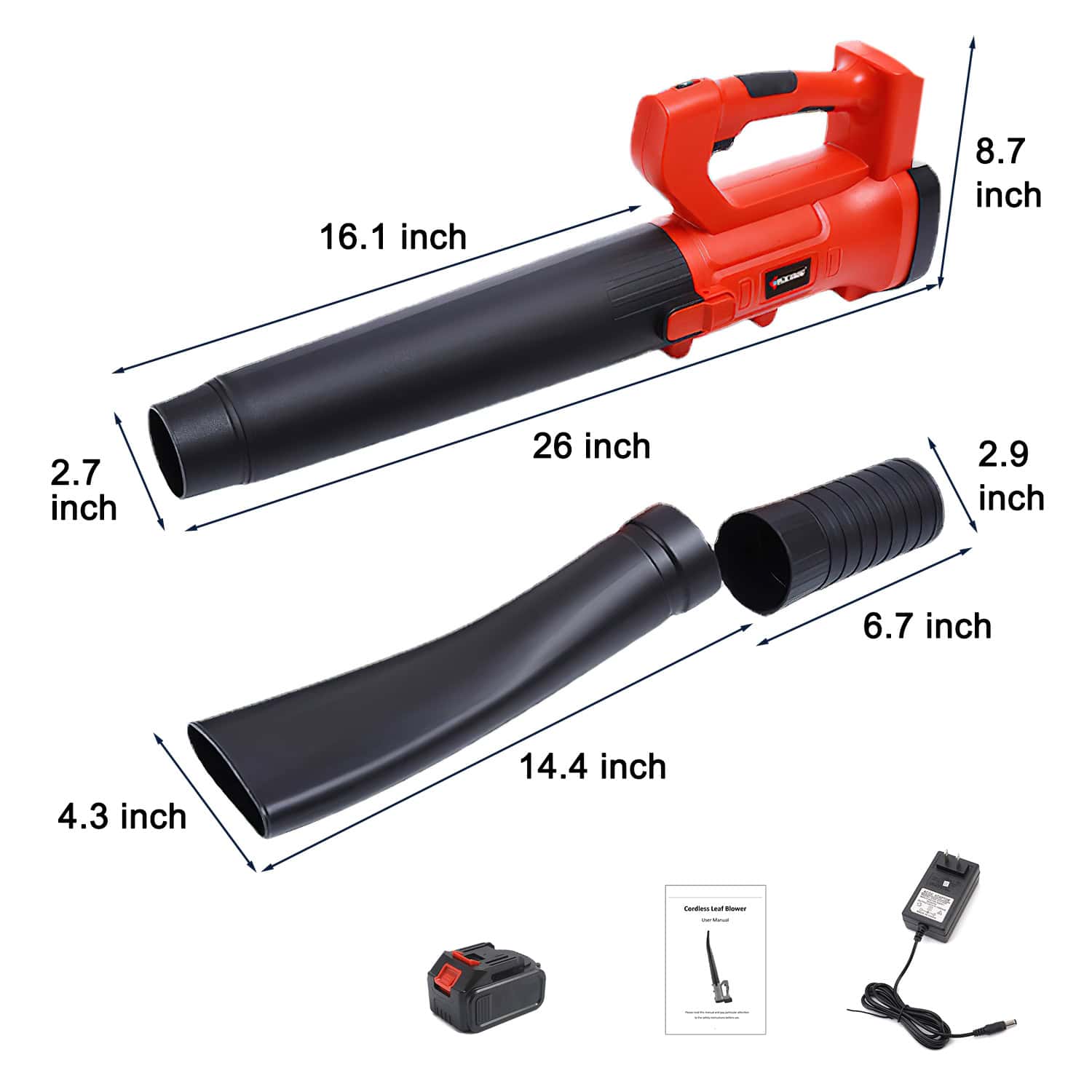 Fisca 21V 4AH Electric Cordless Leaf Blowers with 6 Gears for Kids Adults, 110MPH 400CFM for Lawn, Garage, Snow Fisca 21V 4AH Electric Cordless Leaf Blowers with 6 Gears for Kids Adults, 110MPH 400CFM for Lawn, Garage, Snow - Image 8