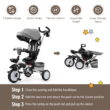 Costway 6-In-1 Kids Baby Stroller Tricycle Detachable Learning Toy Bike w/ Canopy Gray