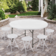 MoNiBloom 5 foot Bi-Fold Plastic Table, Foldable Round Indoor Outdoor Desk for Kitchen Party Wedding, White