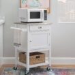 Linon White Wood Base with Stainless Steel Metal Top Rolling Kitchen Cart (25.5-in x 18-in x 36-in)
