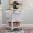 Linon White Wood Base with Stainless Steel Metal Top Rolling Kitchen Cart (25.5-in x 18-in x 36-in)