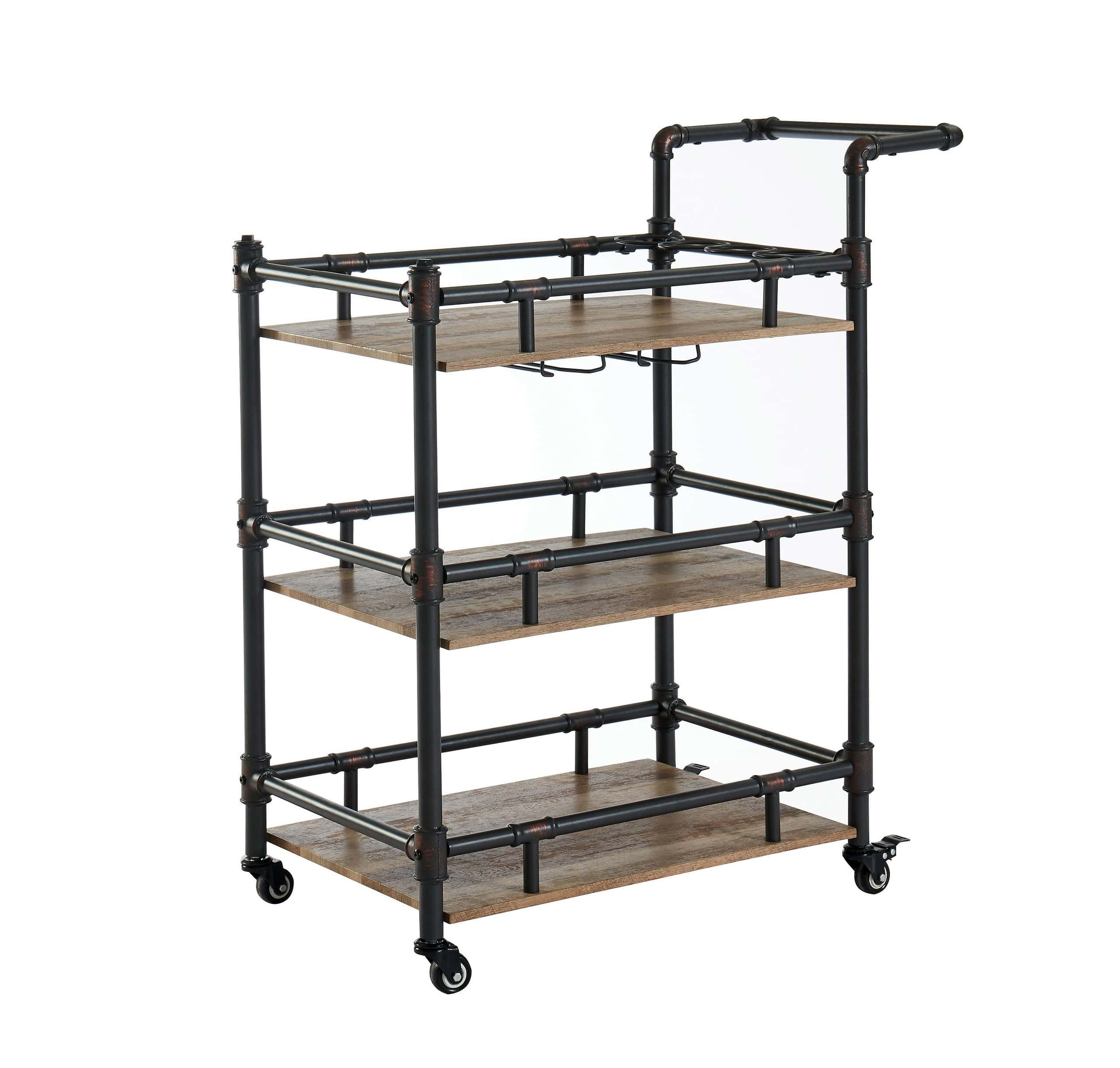 Furniture of America Black Metal Base with Wood Top Rolling Kitchen Cart (18.75-in x 35.63-in x 39.88-in) Furniture of America Black Metal Base with Wood Top Rolling Kitchen Cart (18.75-in x 35.63-in x 39.88-in)
