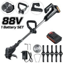 1200w Cordless String Trimmer / Edger Electric Grass Trimmer, 12 Inch Extendable Length, Lightweight, with 1/2 battery for Garden