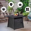 Costway 30'' Square Propane Gas Fire Pit Table 50,000 BTU W/ Waterproof Cover Lava Rock