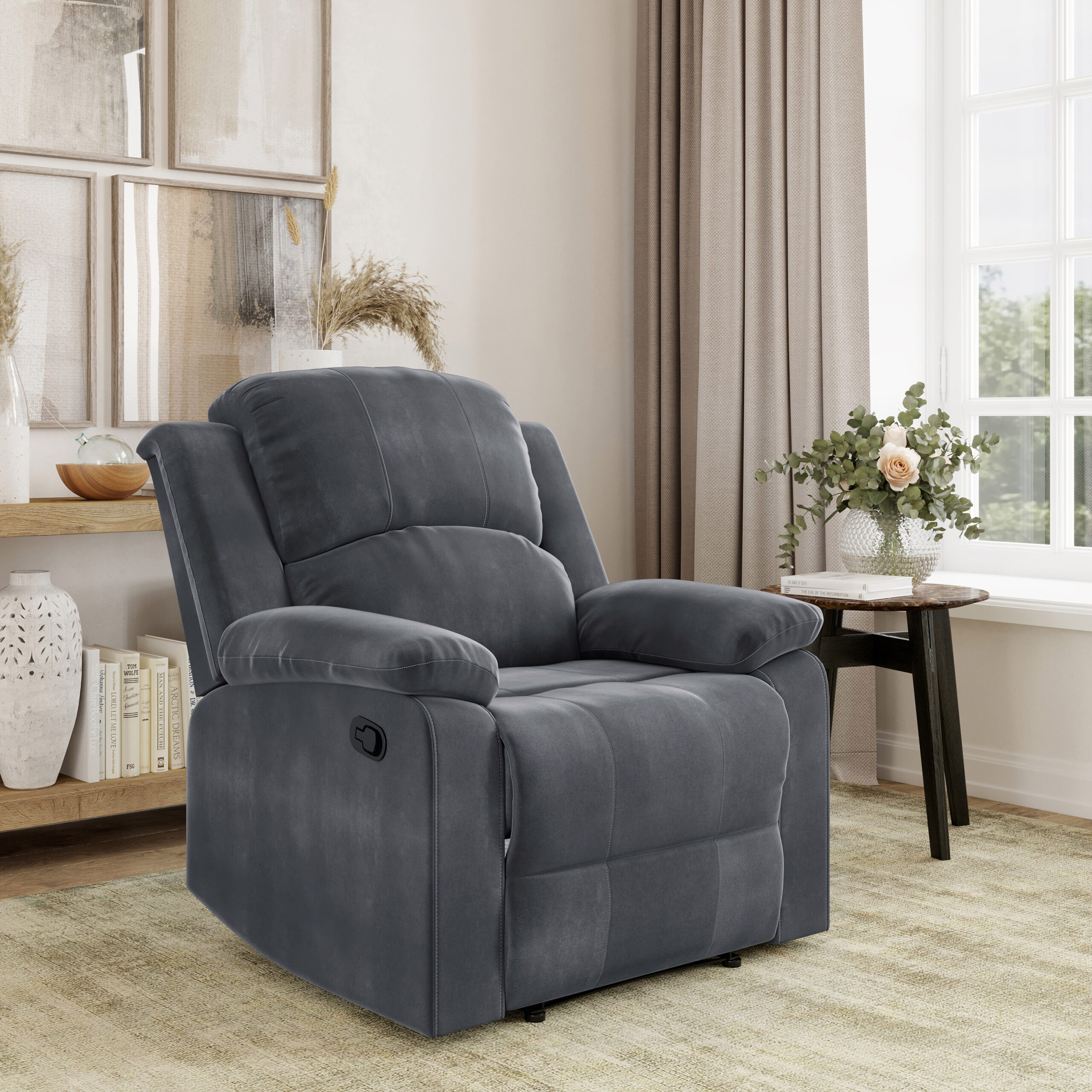 Lifestyle Solutions Reynolds Manual Standard Recliner, Slate Gray Microfiber Lifestyle Solutions Reynolds Manual Standard Recliner, Slate Gray Microfiber