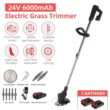 G·PEH Electric Weed Eater Lawn Edger Cordless Grass String Trimmer Cutter 24V &Battery