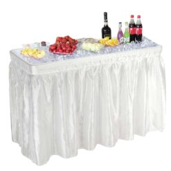 VINGLI 4 Foot Party Ice Cooler Folding Table, Portable Tailgate Camp Fishing Cleaning Table, Plastic with Matching Skirt
