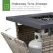Best Choice Products 28in Propane Gas Fire Pit Table 50,000 BTU Outdoor Wicker w/ Glass Beads, Tank Holder - Ash Gray