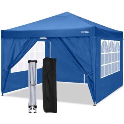 10x10 FT Pop Up Canopy Tent Anti-UV Waterproof Outdoor Canopy Tent Shade Commercial Booth Gazebo, Blue
