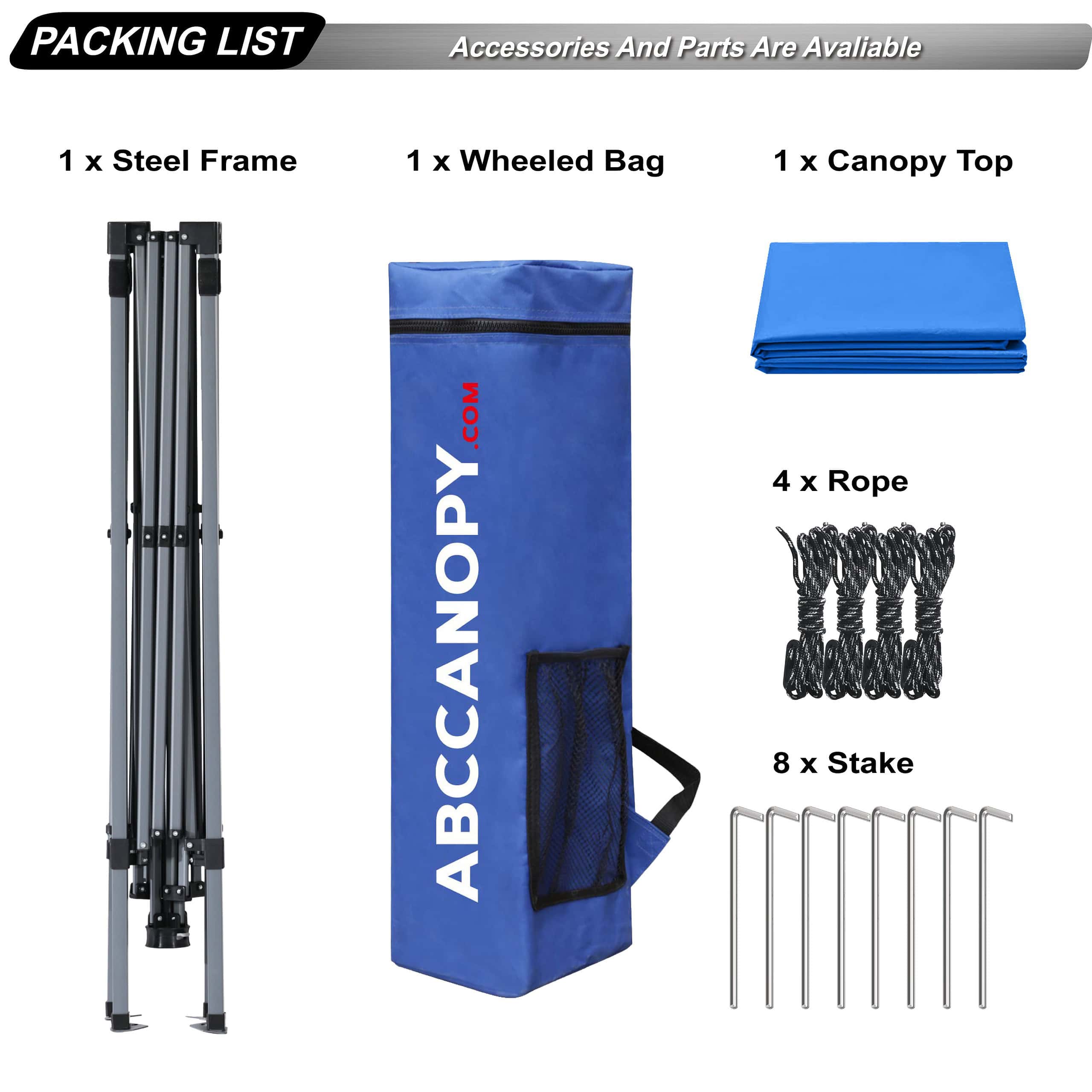 ABCCANOPY 10 ft x 10 ft Outdoor Pop up Slant Leg Canopy Tent with 1 Sun Wall and 1 Backpack Bag - Blue ABCCANOPY 10 ft x 10 ft Outdoor Pop up Slant Leg Canopy Tent with 1 Sun Wall and 1 Backpack Bag - Blue - Image 8