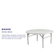 Flash Furniture Scarborough 5-Foot Round Bi-Fold White Plastic Folding Table with Carrying Handle