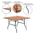 Flash Furniture 4-Foot Square Wood Folding Banquet Table