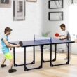 Soozier 6' x 3' Foldable Ping Pong Table Set with 2 Table Halves for Party Use, Space-Saving Mid-Size Table Tennis for Small Living Spaces, Basement Games, Sports Gifts