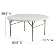 Flash Furniture Scarborough 5-Foot Round Bi-Fold White Plastic Folding Table with Carrying Handle