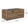 Noble House Camak Wood Resin Outdoor 55" Rectangular Fire Pit - 40,000 BTU, Brown