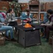 Costway 30'' Square Propane Gas Fire Pit Table 50,000 BTU W/ Waterproof Cover Lava Rock