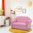 Costway Kids Sofa Princess Armrest Chair Lounge Couch Children Toddler Gift Wood Frame + Sponge + PVC Pink