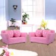 Costway Kids Sofa Strawberry Armrest Chair Lounge Couch w/2 Pillow Children Toddler Pink