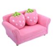 Costway Kids Sofa Strawberry Armrest Chair Lounge Couch w/2 Pillow Children Toddler Pink