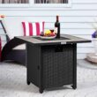 Costway 30'' Square Propane Gas Fire Pit Table Ceramic Tabletop 50,000 BTU with Cover