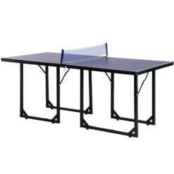 Soozier 6' x 3' Foldable Ping Pong Table Set with 2 Table Halves for Party Use, Space-Saving Mid-Size Table Tennis for Small Living Spaces, Basement Games, Sports Gifts