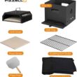 PIZZELLO Pizza Oven Outdoor Wood Fired 2-Layer Detachable Outside Ovens With Pizza Stone, Pizza Peel, Cover , Cooking Grill Grate - Black