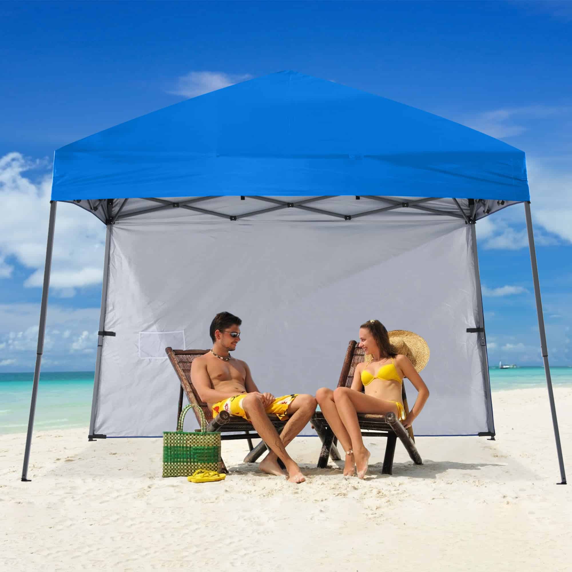 ABCCANOPY 10 ft x 10 ft Outdoor Pop up Slant Leg Canopy Tent with 1 Sun Wall and 1 Backpack Bag - Blue ABCCANOPY 10 ft x 10 ft Outdoor Pop up Slant Leg Canopy Tent with 1 Sun Wall and 1 Backpack Bag - Blue - Image 4